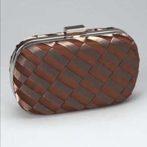 NEW Sondra Roberts Woven Wine Satin Clutch